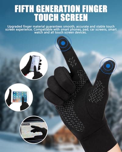 Aegend Lightweight Winter Gloves for Men Women, Warm Running Gloves Touchscreen Thermal Glove Liners for Cold Weather Driving, Cycling & Hiking, Non-Slip, Elastic Cuff, Stretchy, Durable - Thumbnail 2