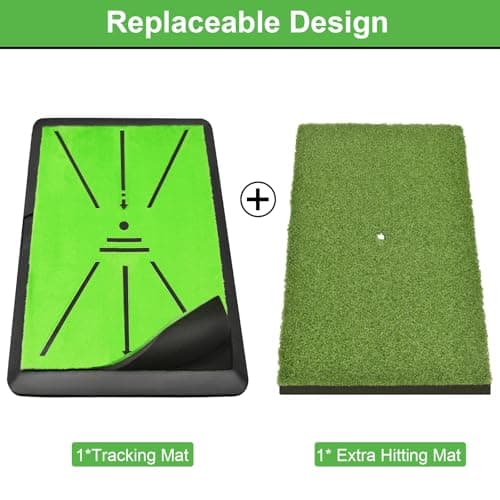 Golf Hitting Mat, with Extra Replaceable Golf Practice Mat for Swing Path Detection Batting Training 16"x12" with Tees, for Driving, Chipping, Indoor/Outdoor - Thumbnail 3