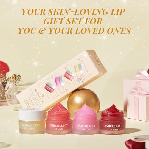 ANRCOLLECT Lip Mask Overnight Set, 4Pcs Lip Care Hydration Treatment Exfoliator Mask Kit, Revives & Nourishes Gift Set for All Day Moisturizing with Collagen & Shea Butter - Thumbnail 2