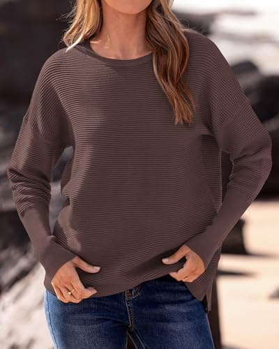 BTFBM Trendy Winter Sweater Christmas Sweater Long Sleeve Loose Fit Maternity Sweater Pullover Jumper Tops(Coffee,Small) - Thumbnail 2