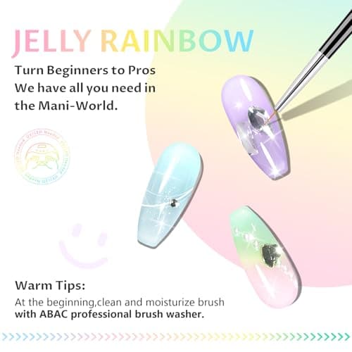 ABAC Solid Jelly Gel Polish Kit 24 Colors Hema Free w/Dual Brush - Transparent Vibrant Rainbow Hues,Non-Toxic Sheer Gel Polish Set for Summer Nails,Salon & Home Manicure - Thumbnail 4