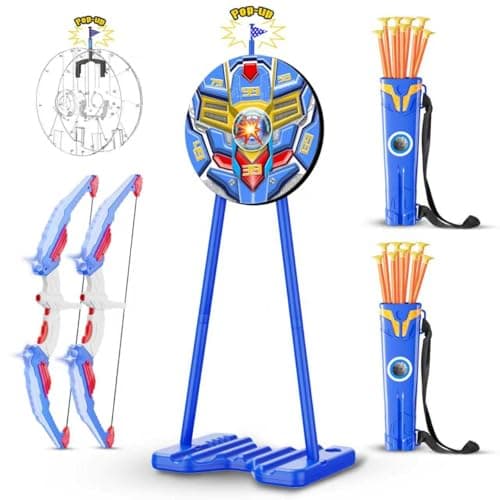 2 Pack Kids Bow and Arrow, LED Light Up Archery Toy Set with 20 Suction Cup Arrows, Standing Target & Arrow Case,Kids Indoor and Outdoor Toys Birthday Gifts Ideas for 3 4 5 6 7 8 9 10 11 12 Year Boys - Image 1