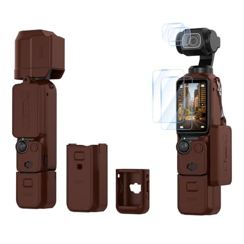 BRDRC Pocket 3 Silicone Cover, For Xtra Muse Protective Case Lens Protector Scratch-Resistant Sleeve Skin Compatible with DJI OSMO Pocket 3 Creator Combo/Xtra Muse Accessories (Brown)