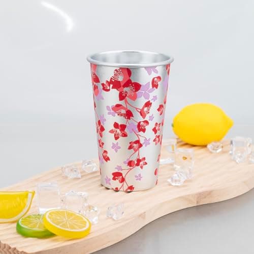 TJ Color Changing Aluminum Metal Cups, Reusable Party Cup Set, Aluminum Drinking Cups, Set of 4, 15 oz - Thumbnail 4