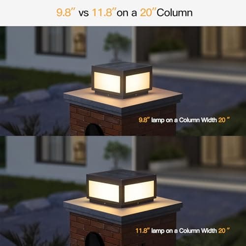 MVBT Solar Post Lights, 10" Solar Column Lights Outdoor Waterproof, Square Modern Pillar Lights, LED Dusk to Dawn Lantern Column Lamp, Stainless Steel Gate Post Light for Outside Patio Yard Fence Deck - Thumbnail 5