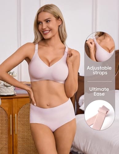 BRATUC Maternity Bras for Pregnancy Seamless Wireless Support Nursing Bras for Breastfeeding Smooth Comfy Sleep Bralette with Extra Extenders XX-Large Purple - Thumbnail 3