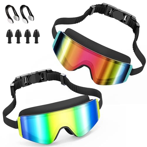 Aegend Kids Swim Goggles 2 Pack – Large Frame Anti Fog Soft Silicone Leak Proof UV Protection for Boys Girls Age 3-15 - Image 1