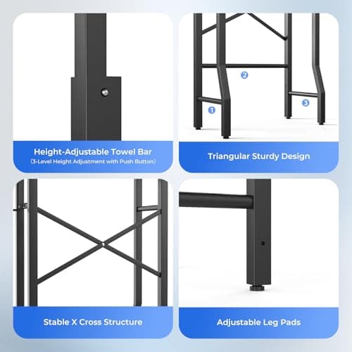 Over-the-Toilet Storage Rack, 3-Tier Bathroom Organizers and Storage with Adjustable Shelf, Basket & Towel Bar, Over-Toilet Bathroom Organizer, Triangular Sturdy Design, Rust-Resistant Metal Frame - Thumbnail 6