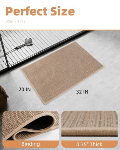 PADOOR Non-Slip Bath Mat With Rubber-Backing, Braided Absorbent Machine Washable Thin Rug, Quick Dry, Fits Under Door, for Bathroom Floor, 20''x32'' Beige - Thumbnail 6