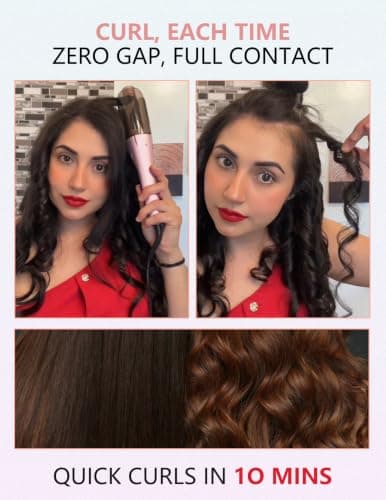LANDOT Automatic Curling Iron 1-inch,Easy-to-Use Self Curling Wand with Auto Rotation, Anti-Tangle Technology for Beginners, Ideal Gift for Girls & Teens - Charming Pink - Thumbnail 3