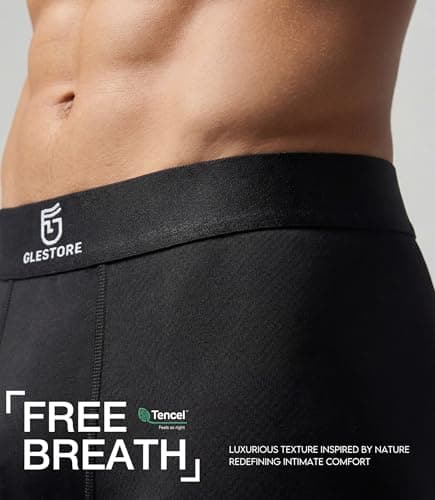 GLESTORE Mens Underwear Trunks Pack Modal Underwear for Men with Pouch Moisture Wicking Black&Red L - Thumbnail 2