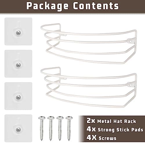 Fikoksol Hat Rack for Baseball Cap, Wall Mounted & Adhesive Hat Storage - Thumbnail 4