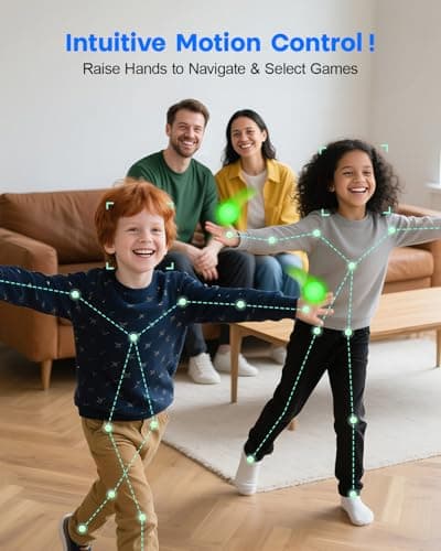 MetFut AR Motion Gaming Console for Kids & Families - Plug & Play Video Game System for Indoor Physical Play, Interactive Family Fun, Game Nights, Parties and Playdates-White&Pink - Thumbnail 4