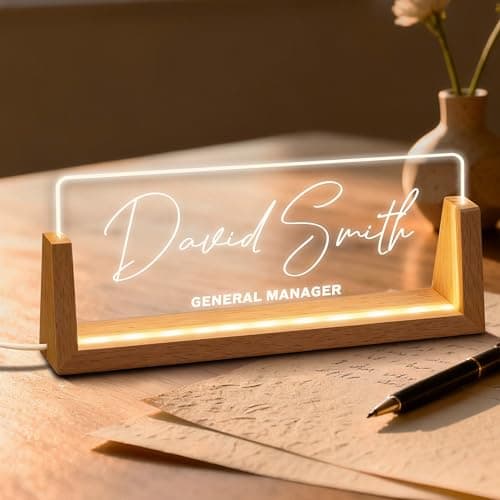 Custom Light-Up Acrylic Desk Name Plate – Personalized LED Office Name Sign for Boss, Coworker, Teacher, Employee Appreciation Gift for Women & Men, Modern Office Decor. - Image 1
