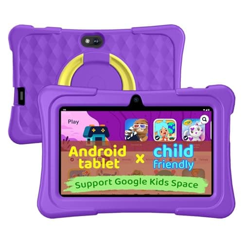 aiprotablet Kids Tablet, 7 inch Android Tablet for Kids, 6GB+32GB 1TB Expand, Quad-Core Toddler Tablets with Shockproof Case, BT, WiFi, Parental Control, Games, Dual Camera (Purple) - Image 1