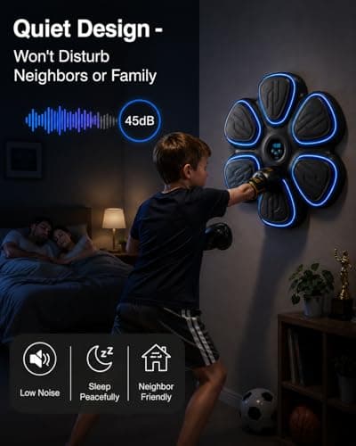 Music Boxing Machine for Kids, Wall Mounted Punching Target with LED Lights & Boxing Gloves, Boys Gifts Age 3-16, Fun Fitness Equipment Birthday Gifts for Teen Boys, Indoor Home,Office,Gym Active Play - Thumbnail 6