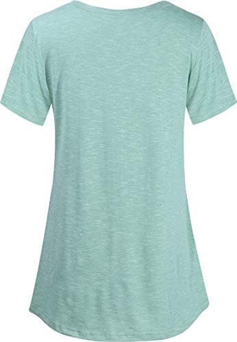 Nursing Clothes for Breastfeeding, Quinee Crew Neck Pregnancy T Shirt Women Comfort Loose Fitting Flared Aline Hem Cute Blouse Button Details Tops Maternity Tunic Mint Green XXL - Thumbnail 3