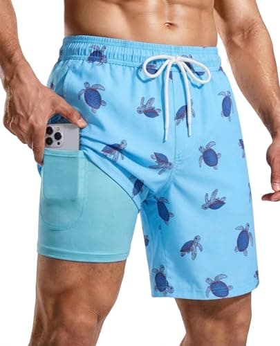 CoozySphere Men's Swim Trunks Quick Dry Board Shorts with Zipper Pockets Beach Shorts 7 Inch Swimwear Bathing Suits for Men XL - Image 1