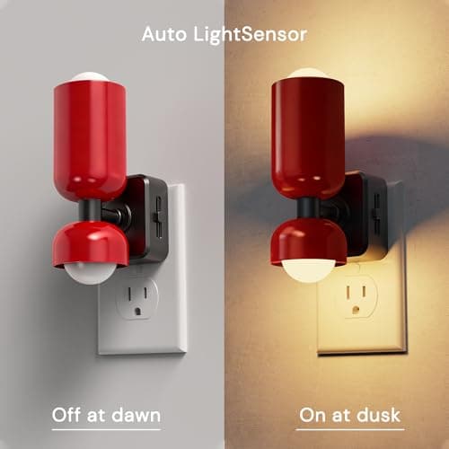 L LOHAS LED Night Light, Night Lights Plug into Wall, 0-100LM Bathroom Night Light, Dusk to Dawn Dimmable Nightlight, Modern Metal Red Nightlight for Bedroom,Mirror Restroom[2 Pack] - Thumbnail 3