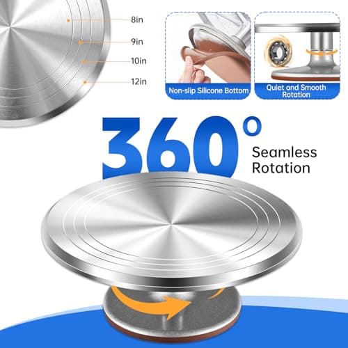 Cake Decorating Kit 35 Pieces - 24 Piping Tips Set with 12 Inch Turntable, Reusable Pastry Bag, Icing Spatula, Scraper, Couplers - Baking Tools for Beginners, Professional Cake Decorating Supplies - Thumbnail 5