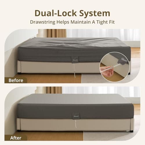 King Fitted Sheet, 100% Long-Staple Cotton Dual-Lock Fitted Sheet for King Bed, Luxury Soft and Comfort, 1000 Thread Count, Deep Pocket Fits 9" to 16" Mattress - Thumbnail 2