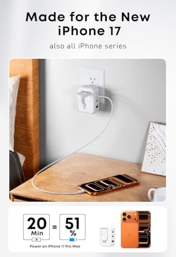 100W 4in1 Charger with Apple Watch Charging, Fast USB C Charger Block Dual Foldable Travel Essentials for iPhone 17/16/15 Series, iPad, MacBook Pro/Air, iWatch - Thumbnail 6