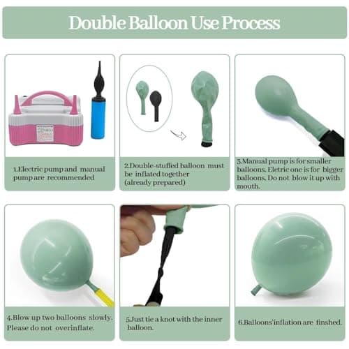 Sage Green White Balloon Garland, Double Stuffed Dusty Green Sand White Pearl Balloons Pastel Balloon Arch Kit for Baby Shower Birthday Bridal Wedding Gender Reveal Graduation Party Decorations - Thumbnail 4