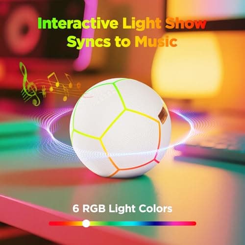 INLOOKSEEK Light up Soccer Ball-Portable Bluetooth Speaker with Light up Ball,6 Lighting Modes Glow in The Dark Soccer Ball Gifts for Boys 8-12 - Thumbnail 3