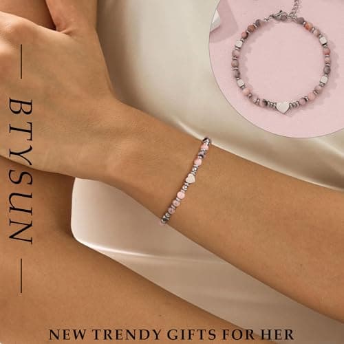 Btysun Christmas Gift for Daughter, Daughter Gifts Beaded Bracelets for Women Christmas Bracelets Gemstone Bracelet Trendy Stuff Stocking Stuffers for Women - Thumbnail 3