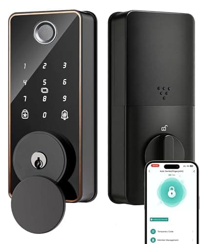 IBLOG Smart Deadbolt Lock, 5-in-1 Keyless Entry Door Lock App Control, Fingerprint Electronic Touchscreen Keypad, Auto Locking, IP54 Weatherproof, Easy Install Digital Deadbolt for Front Door - Image 1