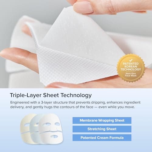 TIMESAVVY Sealing-in-Moisture Mask | No-Slip, No-Drip, No-Mess 15-Minute Triple-Layer Sheet Mask | Niacinamide, Adenosine &Collagen for Hydration,Firming & Glowing Skin | (18gx5ea) - Thumbnail 5