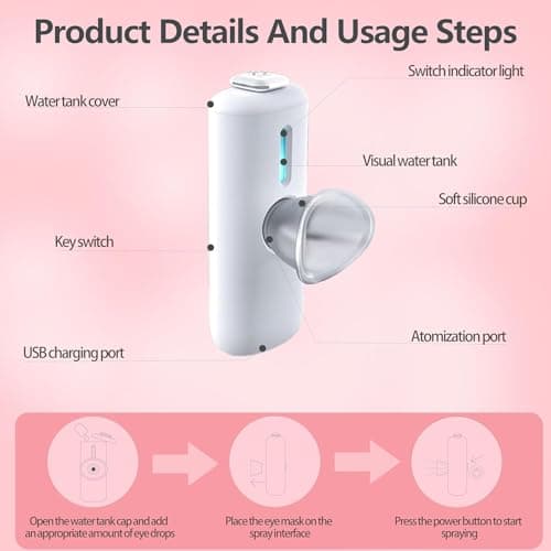 Nano Eye Mist Sprayer - Portable Cool Mist Humidifier for Dry Eye Relief, USB Eye Care Device for Moisturizing & Soothing, Mini Facial Steamer for Eye Fatigue, White - Thumbnail 6