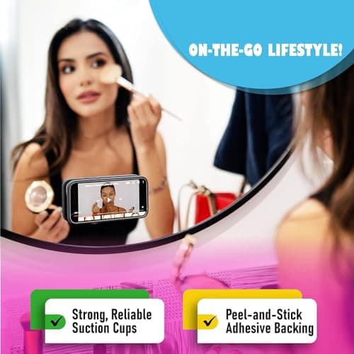 ZB.soar Suction Phone Case Mount, Silicone Hands Free Phone Accessory Holder, Mirror Shower Phone Holder, for Tiktok Videos and Selfies (Black) - Thumbnail 6