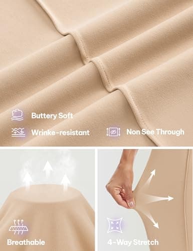 AVAMO Wide Leg Dress Pants for Women Pull On Stretchy Work Pants with Pockets High Elastic Waist Office Business Khaki - Thumbnail 4