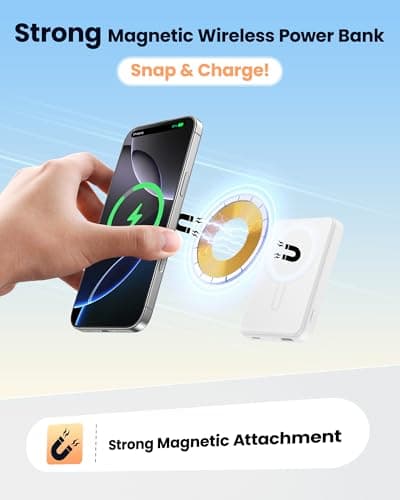 Aterob for Magsafe Portable Charger Power Bank, 12000mAh Magnetic Power Bank with 15W Wireless & 20W USB C Fast Charging, Ultra-Slim Battery Pack for iPhone 17/16/15/14/13/12 Series, Travel Essential - Thumbnail 2