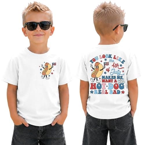 SANIXJOO 4th of July Baby Girls Outfits Toddler Boys Independence Day Shirts Kids Patriotic American Flag Graphic Tops(White,18-24Months) - Image 1