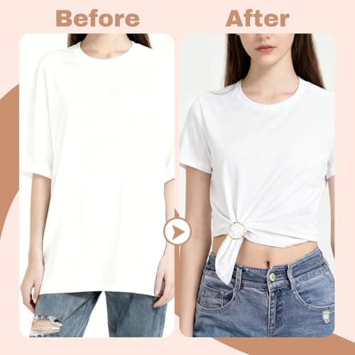 12Pcs Scarf Rings Shirt Clips - Scarf Ring Tshirt Ties Rings for Women Gold Silver Fashion Clothing Accessories - Thumbnail 3