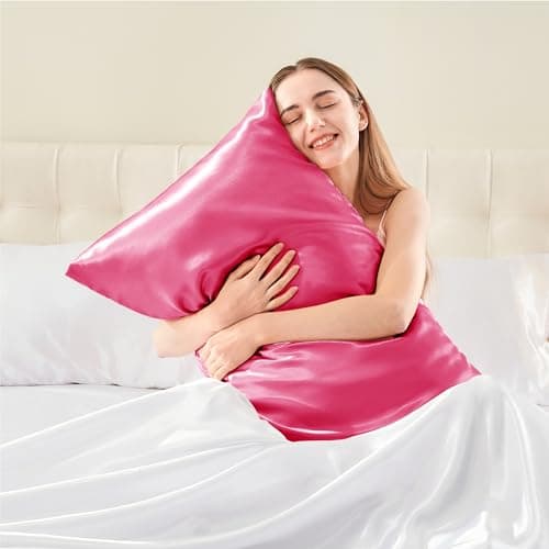 BEDELITE Satin Body Pillow Cover, Super Soft and Cooling Body Pillow Pillowcase for Hair and Skin, Breathable Silky Full Long Pillowcase Cover(20"x54", Hot Pink) - Thumbnail 2