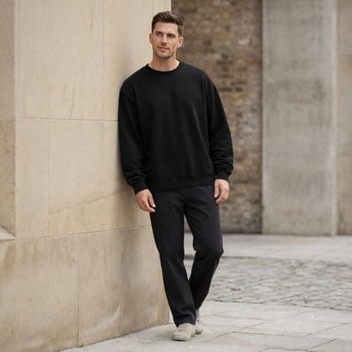 Rocawear Oversized crewneck Sweatshirt Long Sleeve Cotton Washed Fleece XXL Heavyweight 350 GSM Relaxed Fit Casual Pullover - Black, XX-Large - Thumbnail 6
