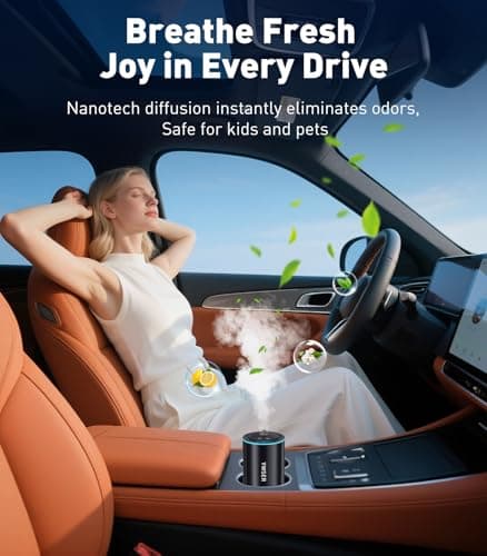 Smart Car Air Freshener, Car Air Freshener Diffuser with Starry Sky Projection and 50ml Perfume, Auto On/Off Intelligent, 3 Mode Adjustable Rechargeable Aroma Diffuser, Cologne - Thumbnail 2