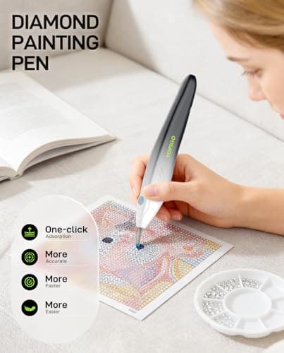 YOFIGO Electric Diamond Painting Pen,Wireless Art Pen for Diamond Painting with 3 Adjustable Suction Levels, Professional Diamond Art Pen with Magnetic Charging Base, Tool for DIY Craft - Thumbnail 3