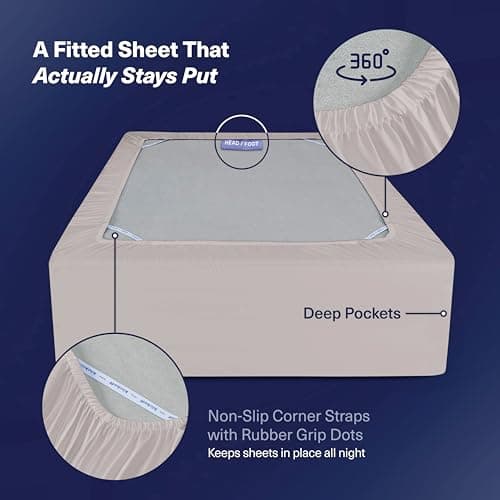 Kickoff Viscose Bamboo Sheets California King Size 4-pc 100% Organic Bamboo Viscose Bed Cooling Sheets Cal King Set Cool Bedding for hot Sleepers Sheet Set - Gift Ready Packaging (Light Grey, CK) - Thumbnail 5