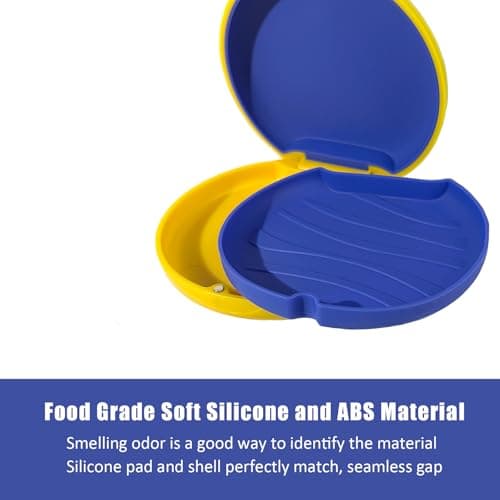 Maoerdental 2PCS Retainer Case Compatible with Invisalign,Cute Slim Aligner Case,Customized Magnetic Closure Orthodontic Retainer Cases (2 Pack Yellow + Navy Blue Silicone) - Thumbnail 4