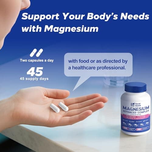5 in 1 Magnesium Complex Capsule 976mg wtih Magnesium Glycinate, Citrate, Malate, L-Threonate & Vitamin B6, High Absorption Magnesium Complex for Women & Men, Third-Party Tested, Vegan, Non-GMO - Thumbnail 6