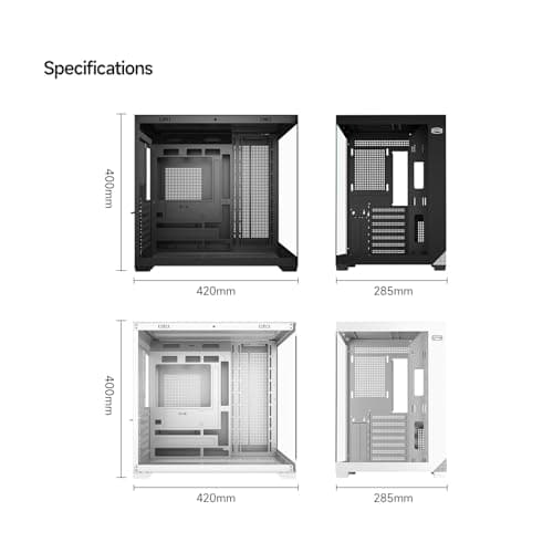 PCCOOLER PC Case ATX Mid Tower, Tempered Glass & Mesh Front, High Airflow, E-ATX/ATX/Micro-ATX/ITX Support, 360mm Radiator Support, Tool-Free Design – White (C3T700 No Fans Included) - Thumbnail 6