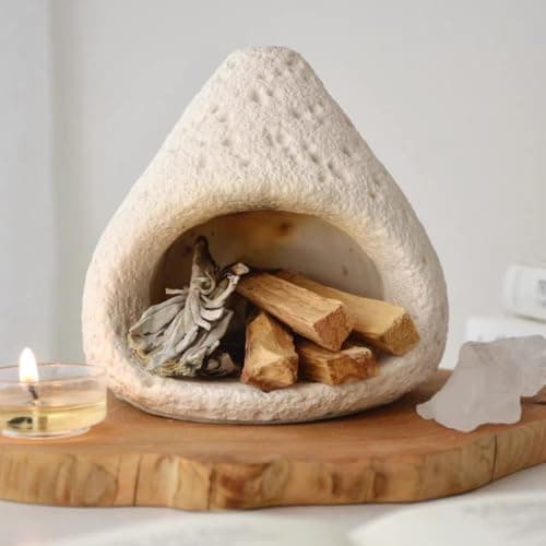sage and palo Santo Chimney Burner Holder Incense Holder, Cone Burner Mini Chiminea Smudge Palo Santo Holder for Home Cleansing Meditation & Manifestation Gift - Image 1