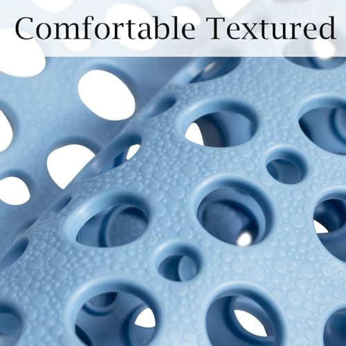 Tiamo Extra Large Shower Mat Non Slip,47 * 31 Inch Bathtub Mat for Shower with Big Suction Cups,Oversized Anti Slip Bath/Shower Mats for Inside Outside Shower,Perfect for Elderly, Blue - Thumbnail 3