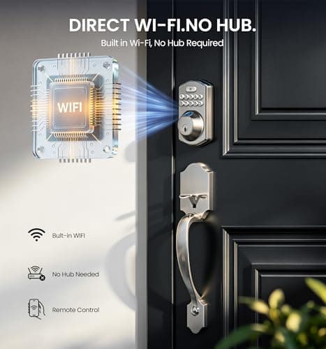Veise VE012W-H WiFi Smart Front Door Lock Set, Built-in WiFi, App Remote & Voice Control, Fingerprint Keyless Entry Smart deadbolt with Handle, Backlit Keypad, Auto Lock, IP55 Waterproof, Satin Nickel - Thumbnail 2
