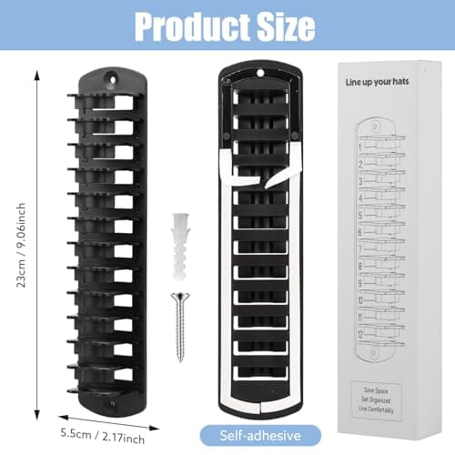 Dntorx Hat Organizer for Baseball Caps, 2 Pack Hat Rack for Wall Hold up to 20 Hats Adhesive Hat Hooks Stand Hat Hanger Organizer Storage Holder Display for Door Closet Bedroom - Thumbnail 2