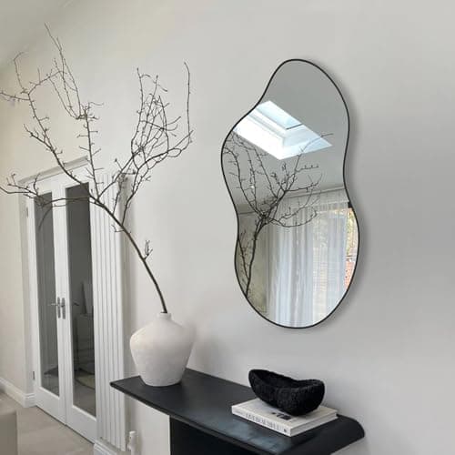 potijo Irregular Wall Mirror 20×36 Inch Wall Mirrors Decorative Black Modern Asymmetrical Abstract Mirror for Bathroom Bedroom Living Room Entryway Hallway - Thumbnail 3